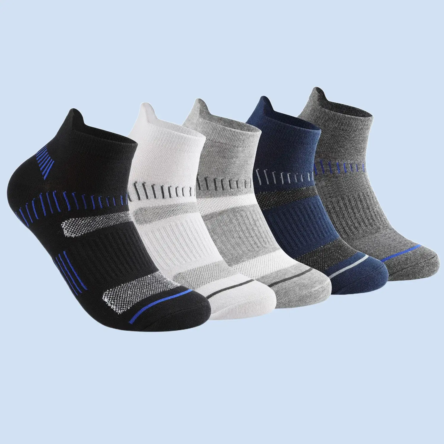 Calcetines deportivos de algodón para hombre, medias cortas de alta calidad, absorbentes del sudor, antiolor, bajo, boca baja, para las cuatro estaciones, 5 pares