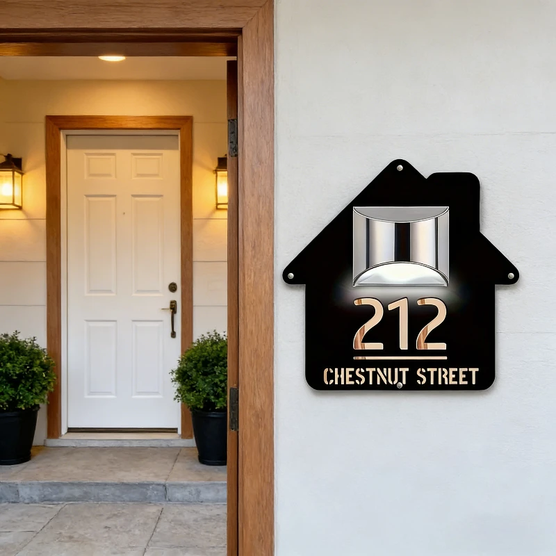 

Персонализированная акриловая табличка на дверь с гравировкой и подсветкой, номер дома, виллы, отеля, для дома, виллы, отеля