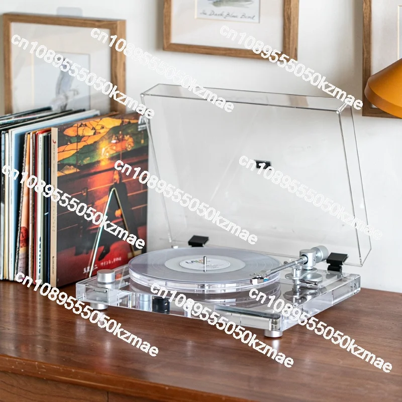 Home Bluetooth Record Player Transparent Acrylic Turntable Built-in Stereo Speakers Phonograph Record Player for Music Lovers