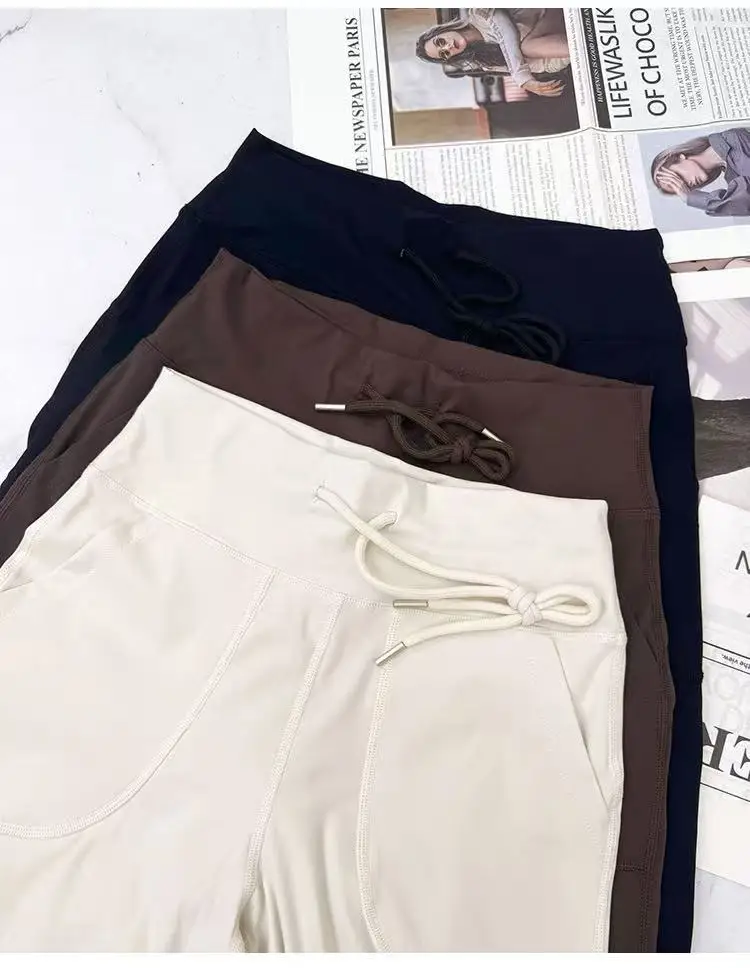 Damen-Sporthose mit lockerer Passform und Taschen, gerade geschnittene, hochtaillierte Fitnesshose, Yoga-Hose, Pilates-Hose – Detail 11