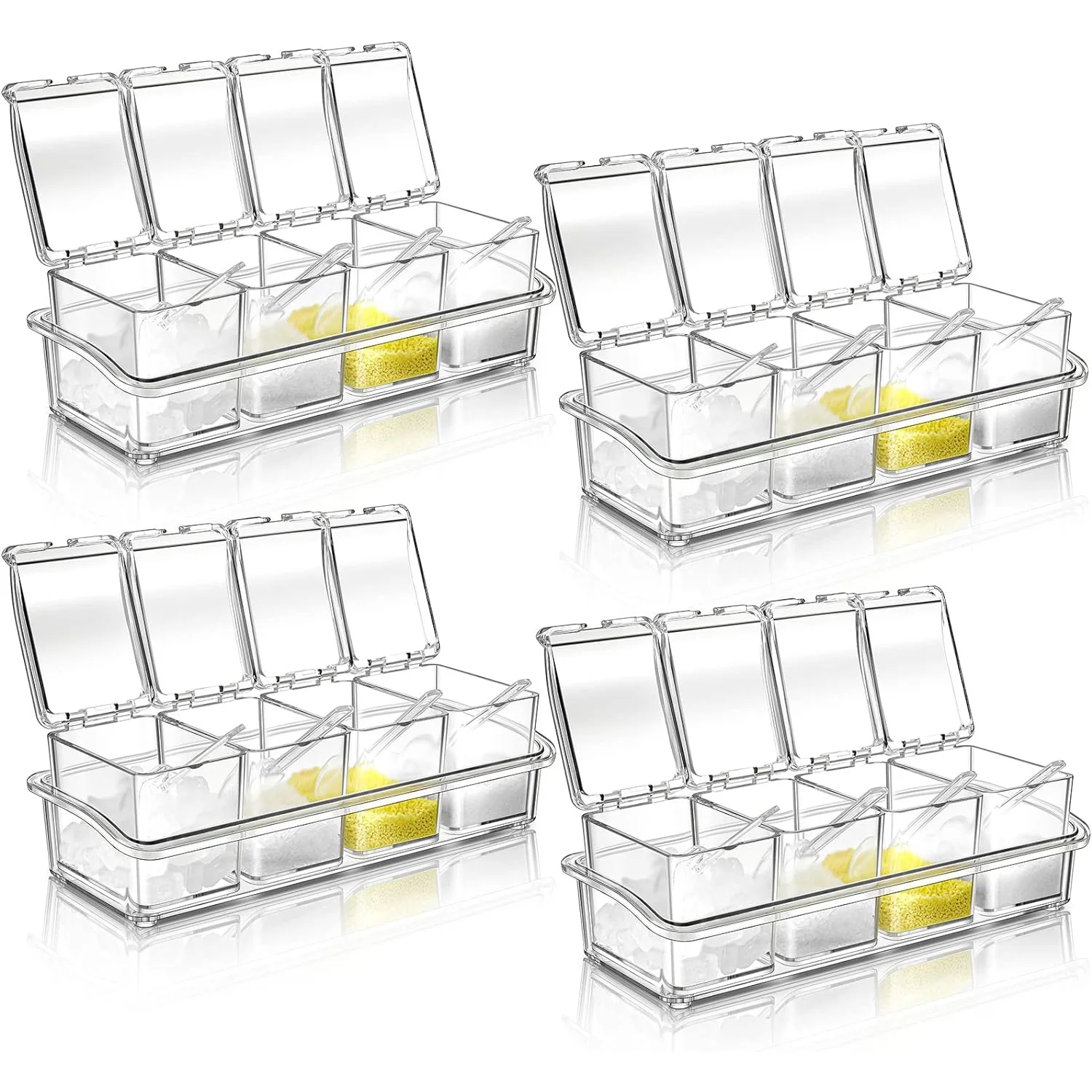 

Acrylic Clear Seasoning Box with Spoon Spice Storage Containers for Salt Candy Cruet Sugar