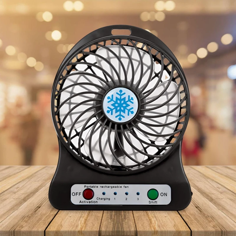 Portable Rechargeable LED Light Fan Air Cooler Mini Desk USB Third Wind Fan Cooling Handheld Mini Fan