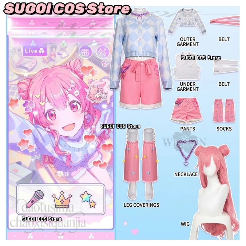 

Momoi Airi Costume Kawaii Pink Shorts Wigs Jirai Kei Girls Cos Anime Game Project Sekai New Event Chase My IDEAL IDOL！cosplay