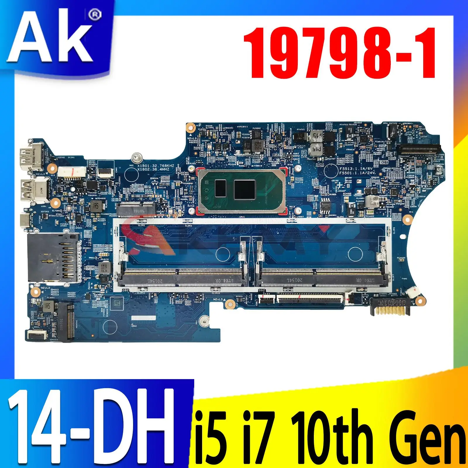 

19798-1 448.0L102.0011 Mainboard For HP X360 14-DH Laptop Motherboard With I5-1035G1 I7-1065G7 CPU 100% Full Working Well