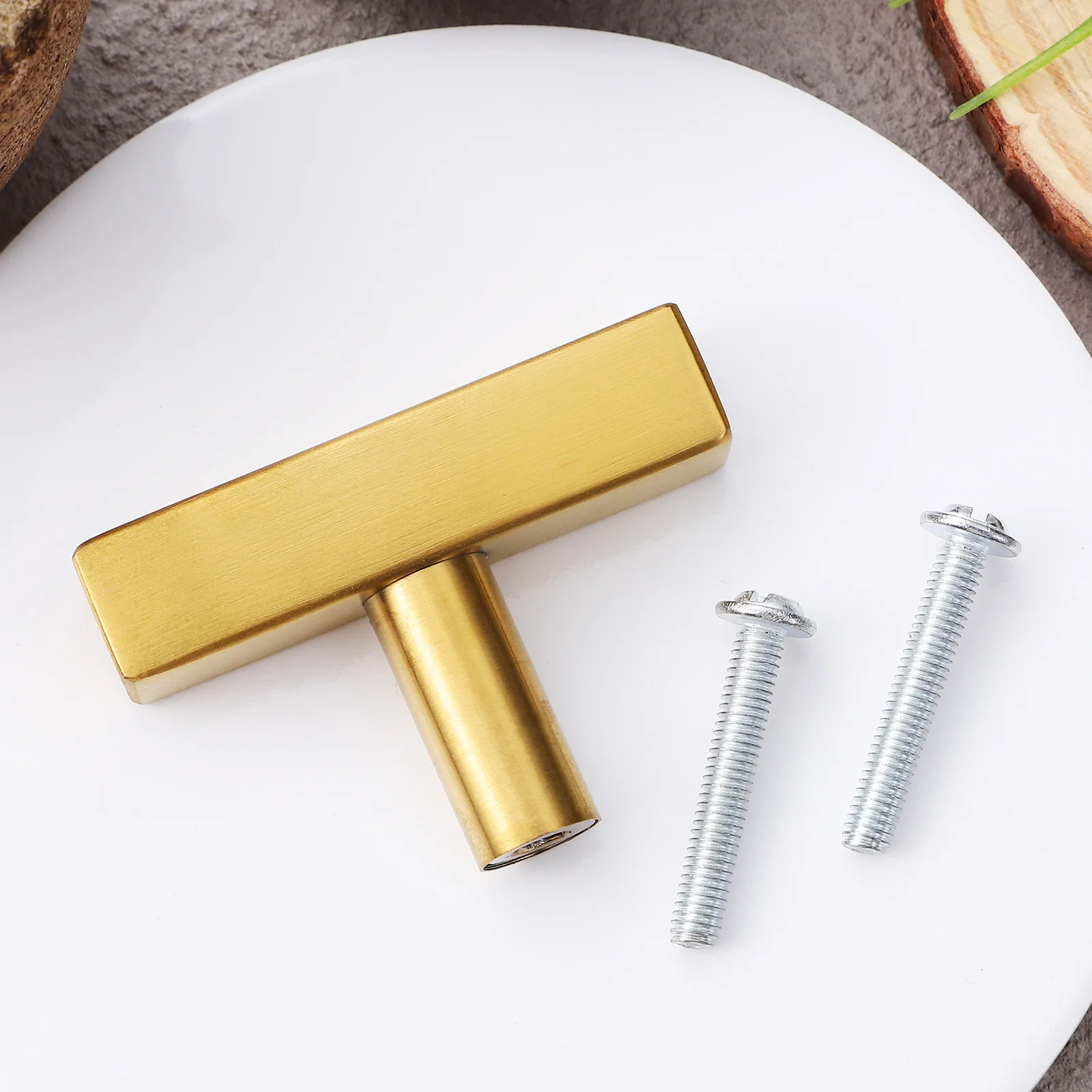 

Stainless Steel Cabinet Handle Gold Finish T-Shaped Drawer Pulls Ergonomic Design for Wardrobe Closet Dresser Hardware