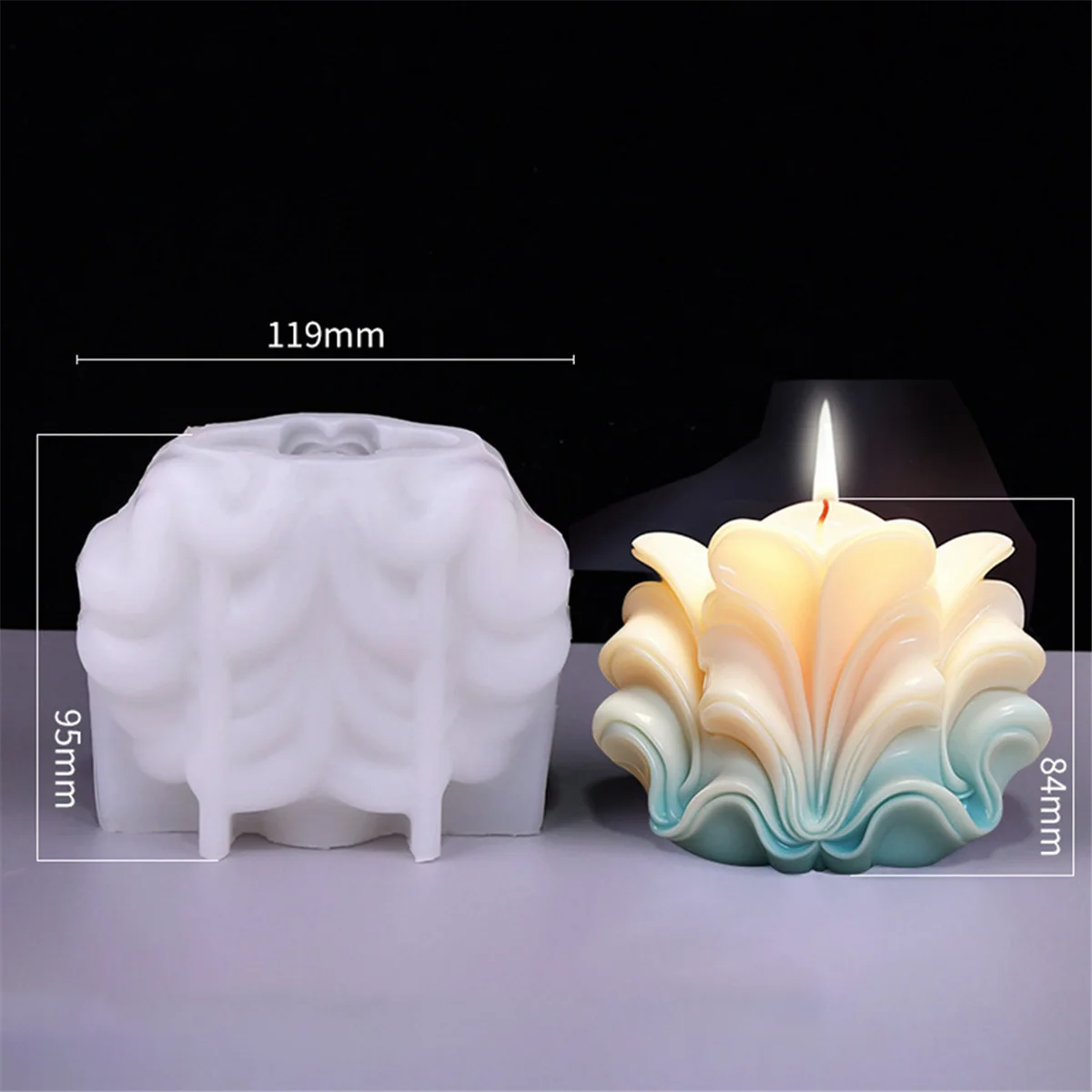 3D Shell Shaped Candle Silicone Mold Wave Striped Shell Cake Chocolate Silicone Mold Soap Mold Water Wave Shell