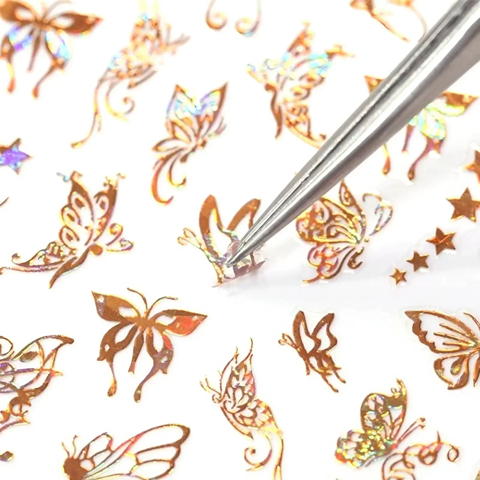 Stunning Holographic 3D Butterfly Nail Art Stickers - Multi-Purpose Adhesive Sliders for Colorful DIY Nail Designs