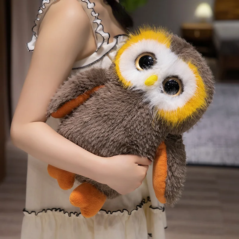 Cute Big Eye Owl Plush Toys para crianças, Cartoon Soft Stuffed Animals, Fluffly Birds Doll, Baby Sleeping Pillow para meninas, Xmas Gifts Decor