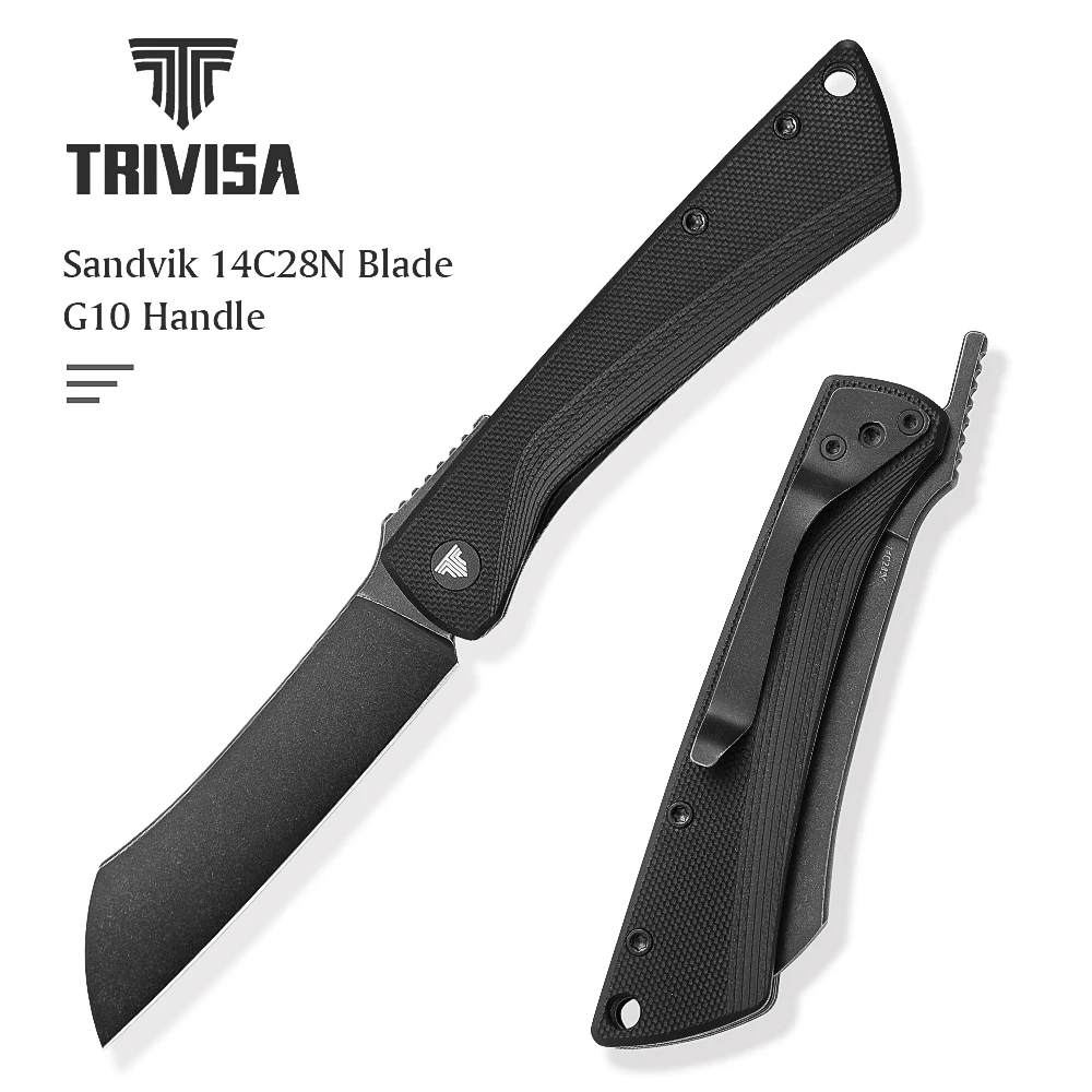 

TRIVISA Folding Pocket EDC Knife for Men, Japanese style Higonokami Knives,3.66" PVD 14C28N Steel Blade,G10 Handle with Clip