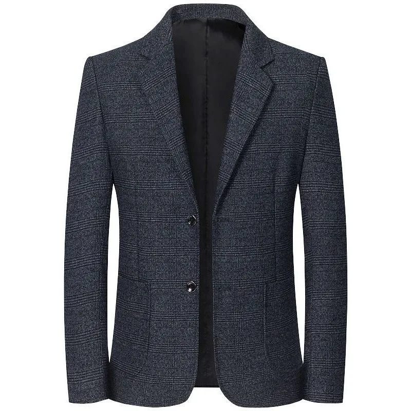 Frühling Herbst Herren Plaid Blazer Smart Casual formelle Anzüge Jacken Mantel Männer Mode Slim Fit Turn Down Kragen Blazer Oberbekleidung