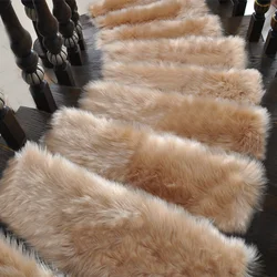 1/3/5 Pcs Stair Carpet Fuax Fur Step Rug Steps Plush Floor Mats 55x20cm Imitation Wool Foot Carpet Self-adhesive Stairs Carpet