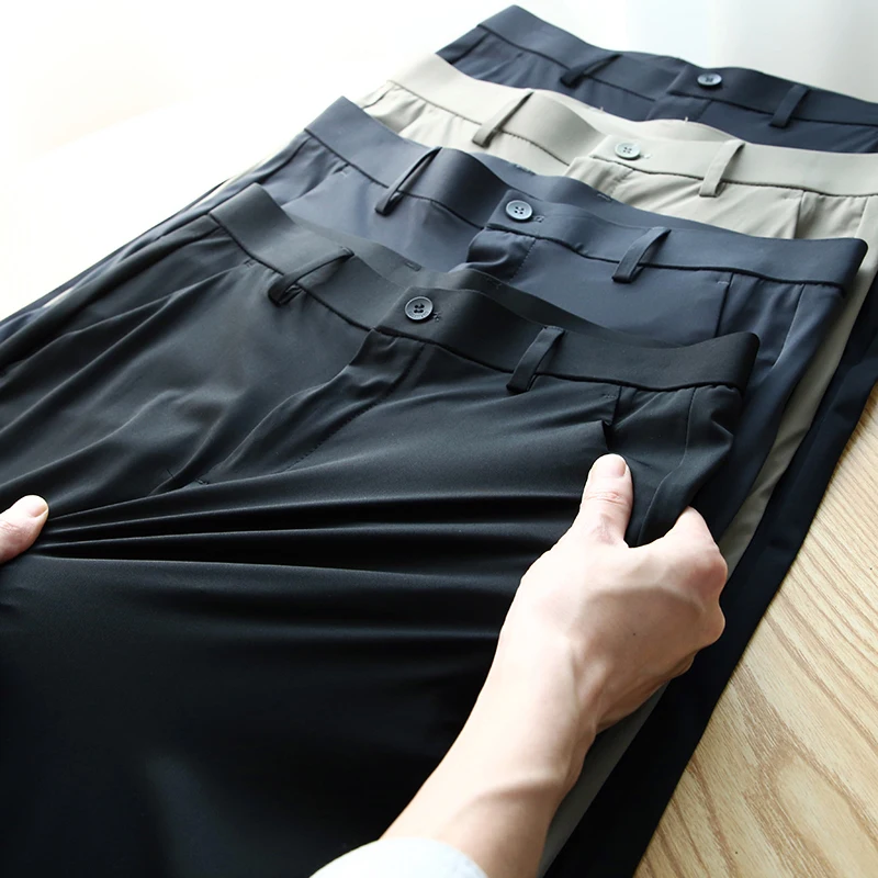 

Мужские летние повседневные брюки Store 499 из шелковистой ткани с четырехсторонним стрейчем, прямого кроя, для бизнеса и поездок на работу