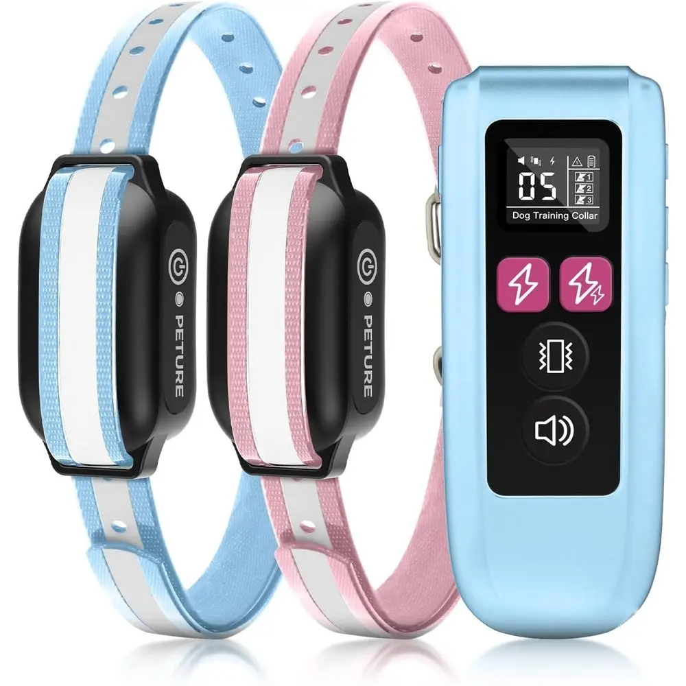 

2 Pack 3300t IPX7 Waterproo Shock Collar with Vibration, Shock & Shock es, Remote Training for Medium Large Dogs (10-120lbs), Se