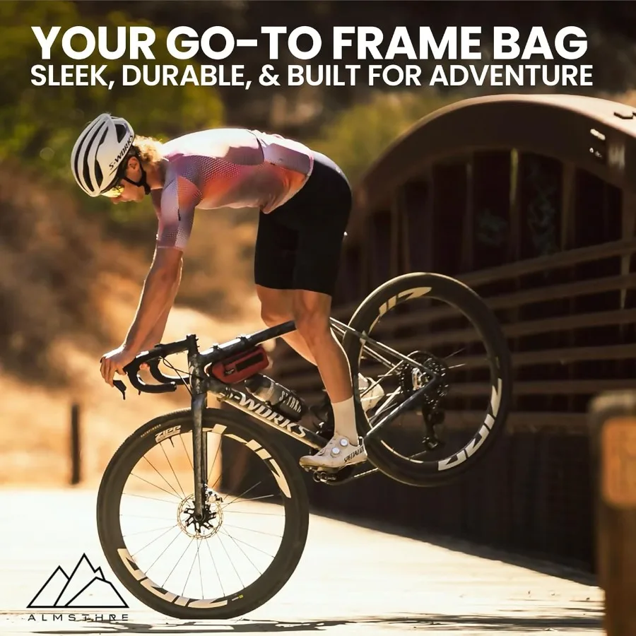 Pacote de bolsa de quadro compacto vermelho, ideal para aventuras de ciclismo e deslocamento diário, bolsa de quadro de bicicleta, bolsa de sela e passeio Walle