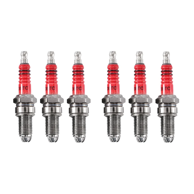 6Pcs D8TC 3 Electrode Spark Plug, Racing Spark Plug With 3 Electrode For CG 125 150 200Cc Motorcycle Scooter ATV Quads