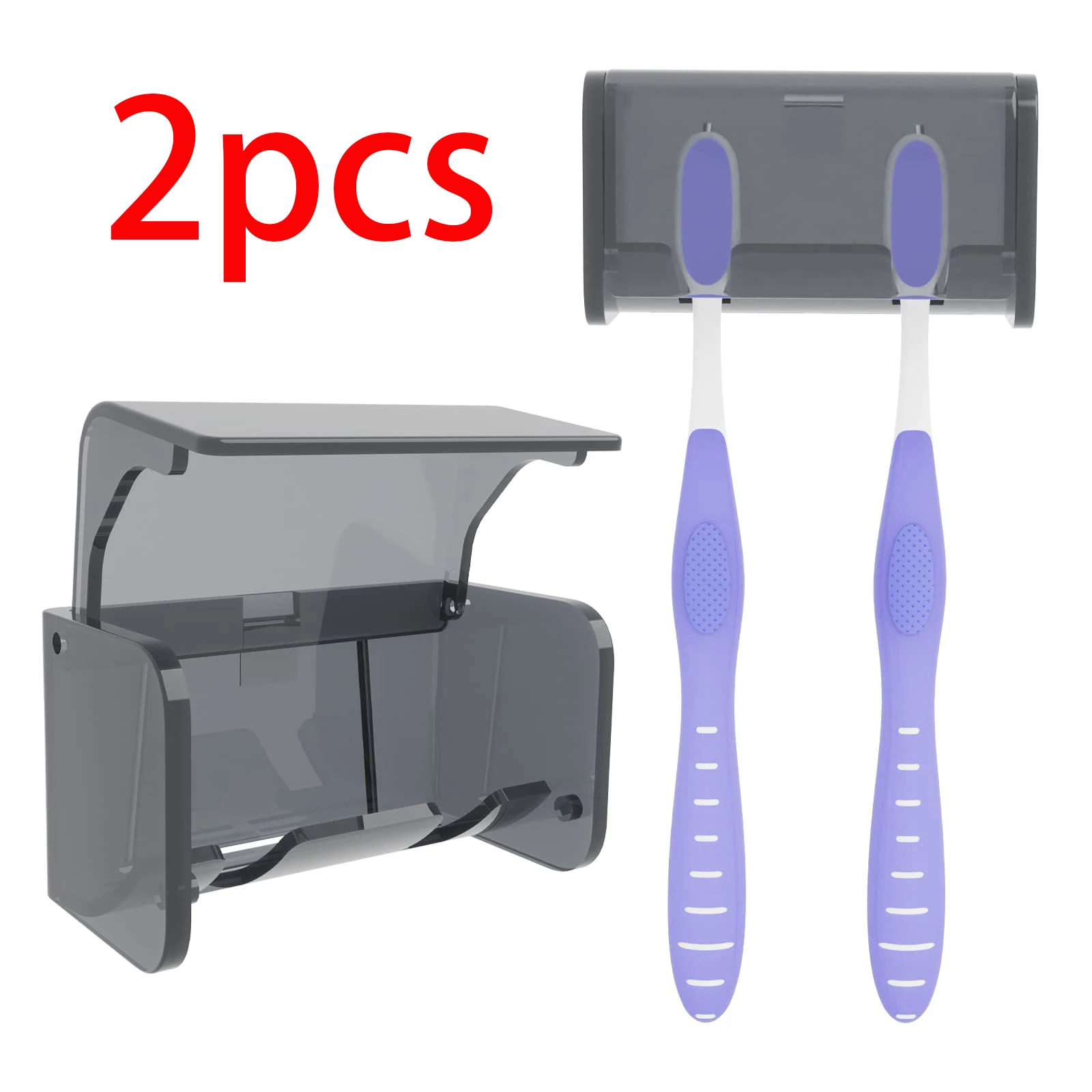 

2pcs Toothbrush Holder Paste Wall Mounted Toothbrush Storage Organizer Self Adhesive Toothbrush Plastic Hanger Rack for Bathroom