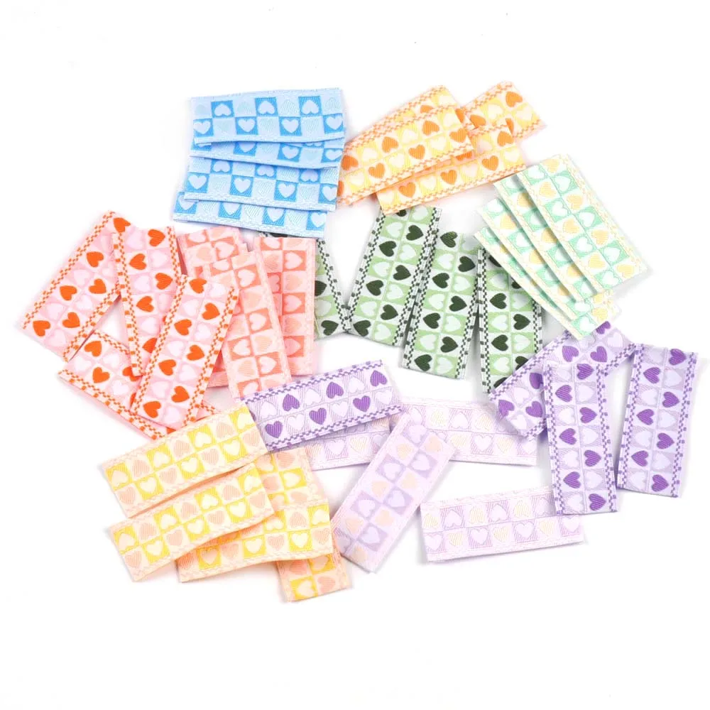 50Pcs Mutli color Heart Embroidery Labels For Sewing Clothes Accessories DIY Supplies Washable Care Garment Bags Handmade Tags