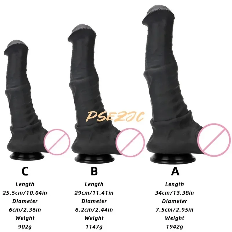 Black Horse Super Large Vestibular Anal Masturbation Device Simulated Penile Silicone Soft Sex Toy