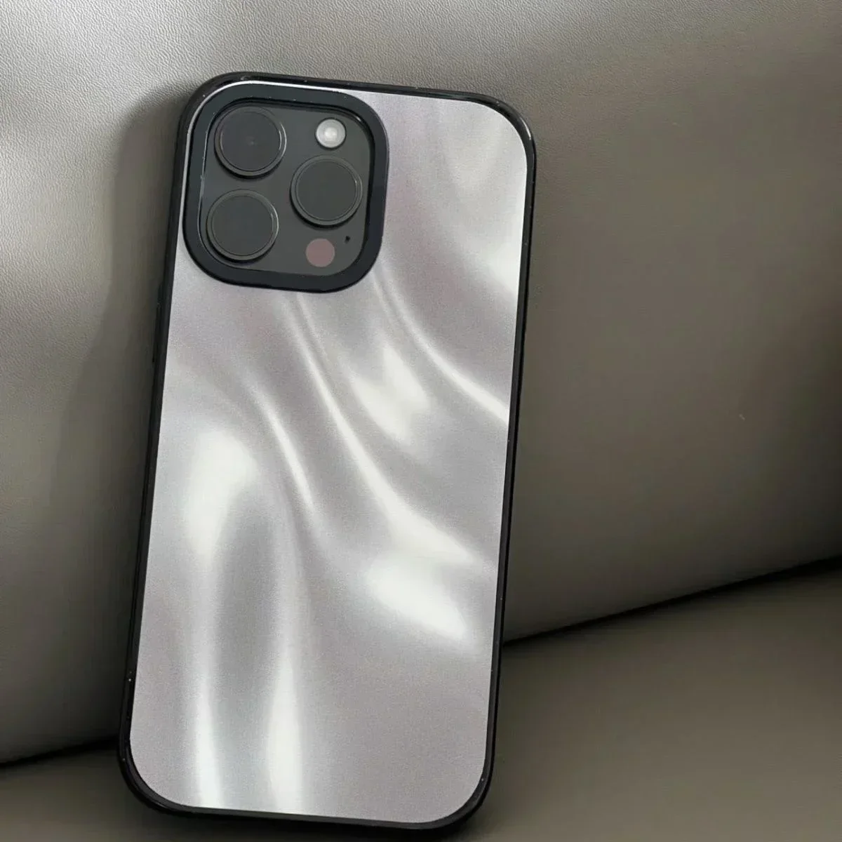 

2.0 Acrylic Silver Soft Metal Pattern Phone Case Cover for IPhone 11 12 13 14 15 16 Pro Max Case for IPhone 15 16 Pro Max