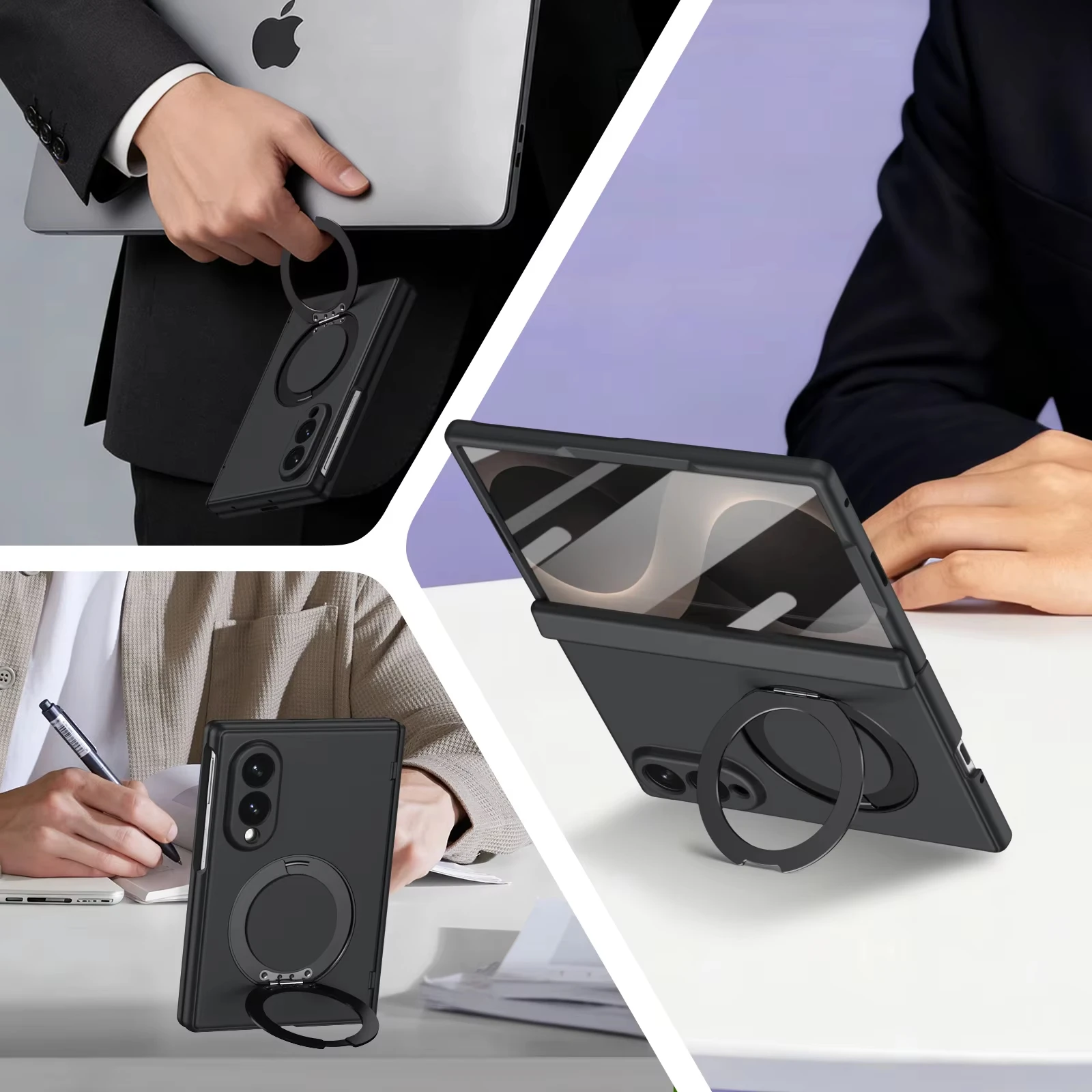 Magnetic Ring Holder Glass Film Case for Samsung Galaxy Z Fold 8 5G Fold8 Ultra Fold7 Fold6 Fold5 Fold 7 6 5 Wireless Charging