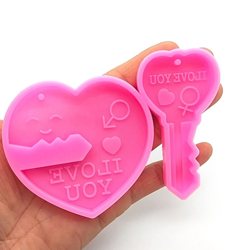 

1 Pair Heart Love Lock for Key Silicone Mould for