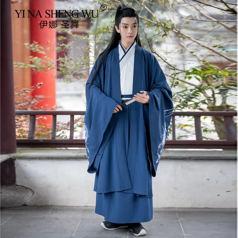 Hanfu Male Student Ancient Costume Black Domineering Fairy Sword Chivalrous Style Male Scholar Fairy Elegant and Beautiful Suit