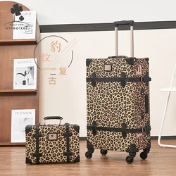 Cartoon uv clear printed trolley luggage universal wheel cute personality retro suitcase female cartoon suitcase student case