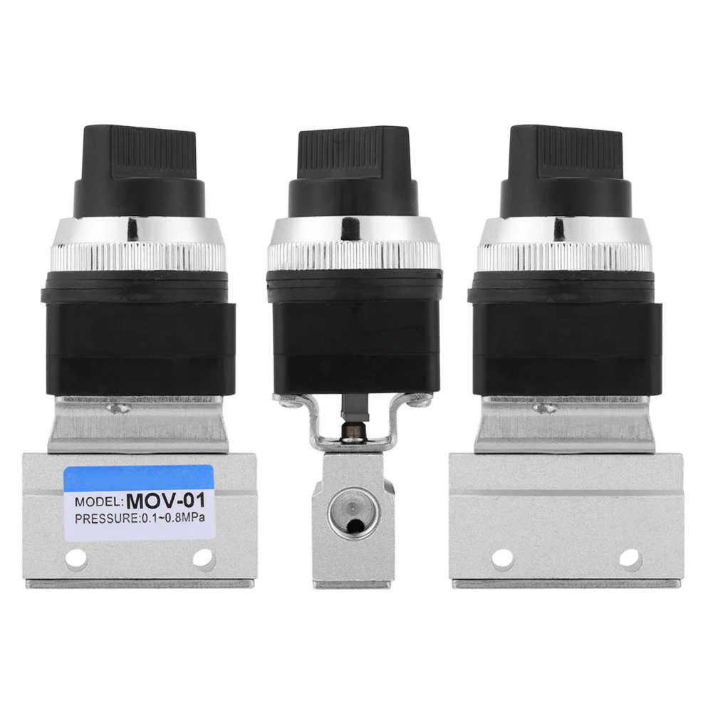 1pc MOV-01 2-position 2-way G1/8 Hand Control Air Pneumatic Mechanical Valve Hand,Control,Valve§Air,Valve§Pneumatic,Valve§2-way,