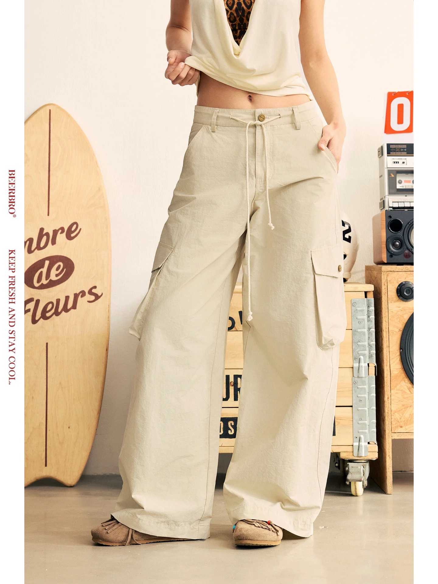 

BeerBro Casual Loose Fit Breathable Comfortable Street Sle Workwear Paratrooper Pants for Women Music Festival Slimming