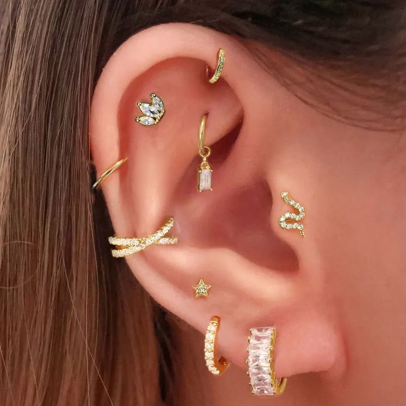 1PC Snake Tragus Rook Helix Piercing for Women Fake Conch Piercing Ear Cartilage Lobe Earring Trend Party Body Pierced Jewelry