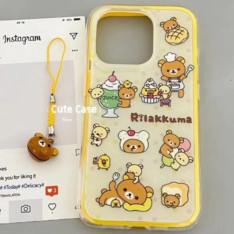 

Чехол с подвеской в виде десертного медведя-колокольчика для iPhone 16 16E 15 Pro Max 14 11 13 Mini 12 XR 8 7 6 6S Plus X XS Cover