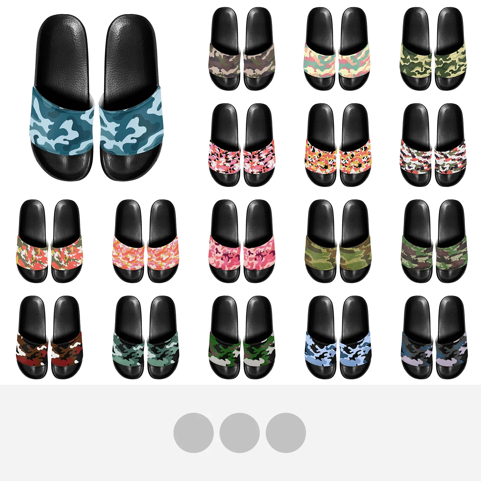 

High Quality Men Household Bath Sandals Blue Camouflage Beach Slippers Breathable Casual Flat Shoes EVA Sole Anti-Slip Design