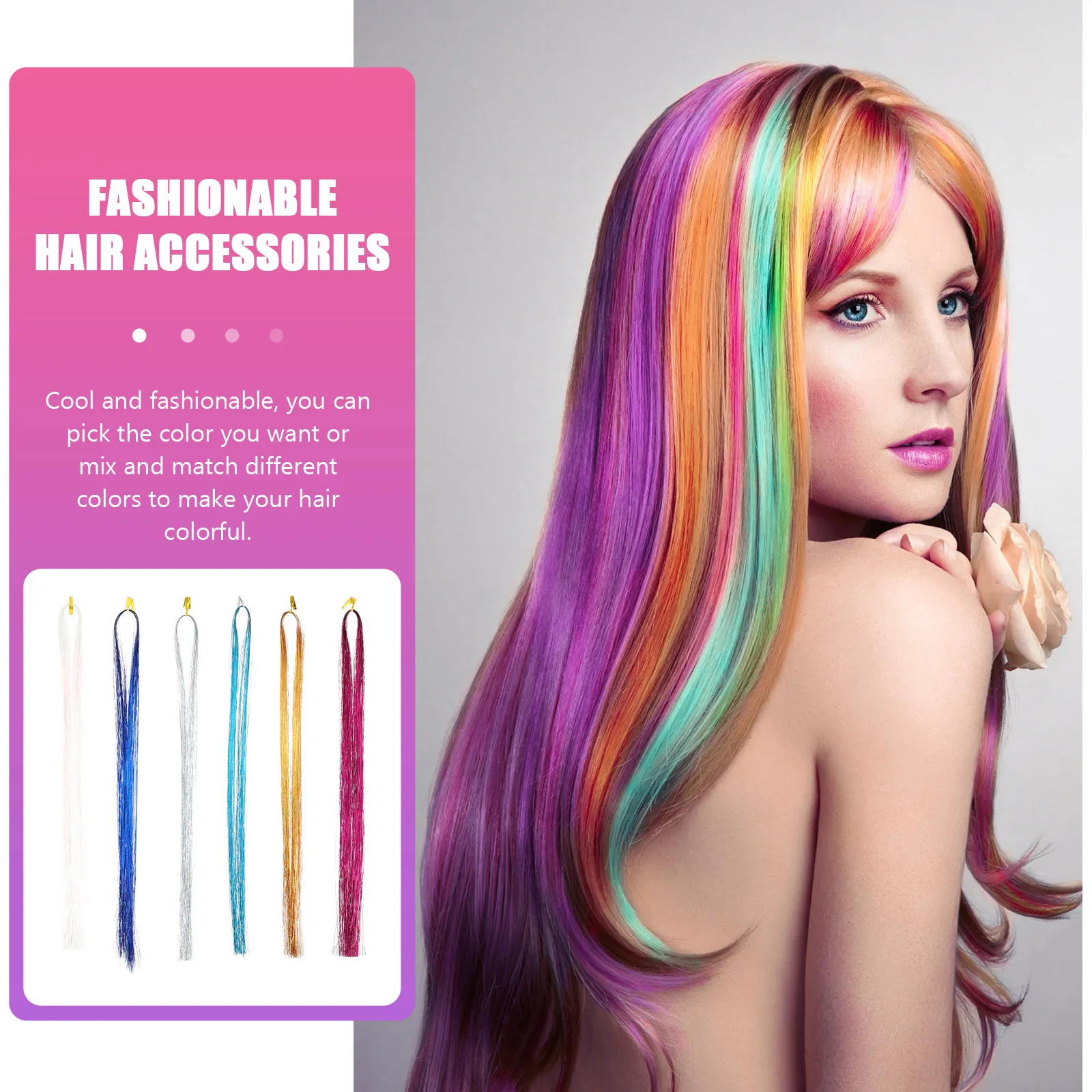 

12Pcs Colorful Hair Tinsels for Braiding Adjustable Length Shiny Glitter Strands Perfect for Parties Halloween Birthdays