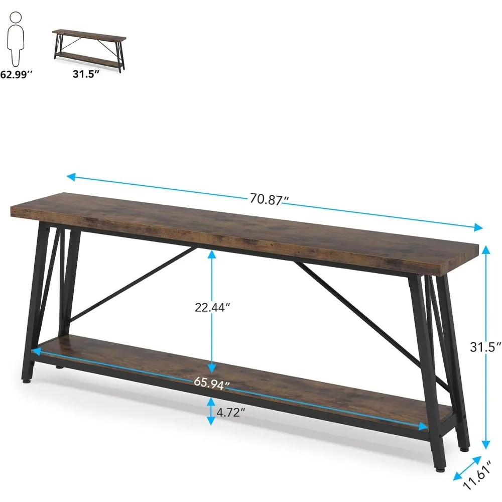 70.9-inch Ultra Long Sofa Table, Industrial Entrance Console Table Behind The Sofa, Hallway, Entrance, and Living Room