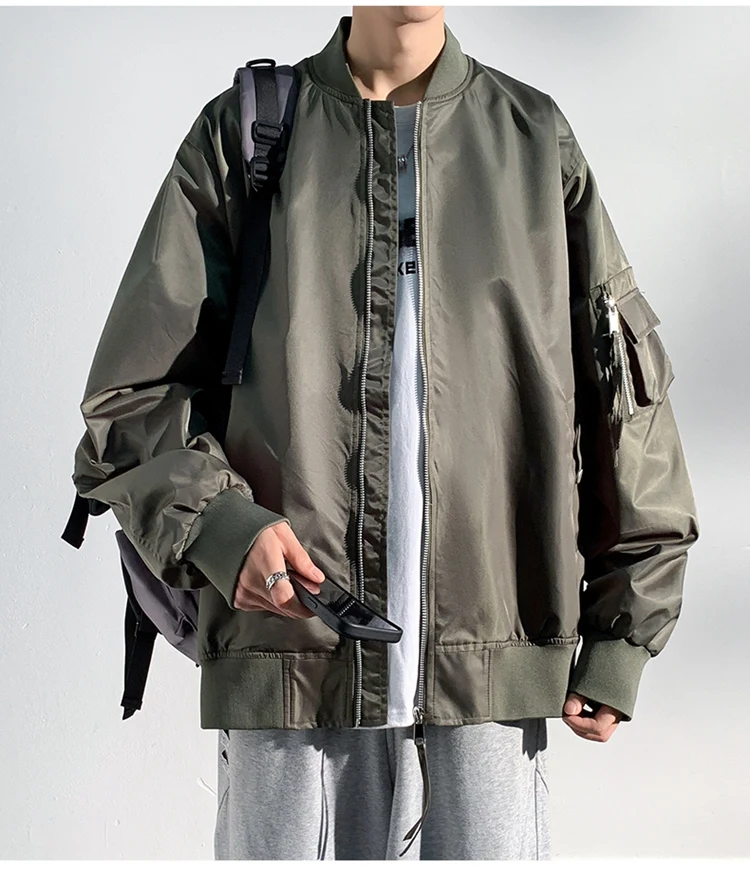 Veste de baseball coupe-vent de style coréen pour hommes avec poche zippée, haut de sport de vélo, manteau de col extérieur, conception à la mode, 2024