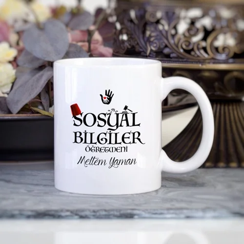 Personalized social information teacher mug cup