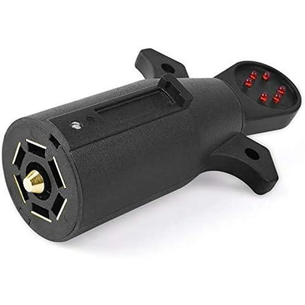 

US RV Camper 7-контактный тестер разъемов для прицепа, грузовика, 12 В, черный тестер сигнала поворота стоп-сигнала, вилка для автофургона, автомобильные аксессуары