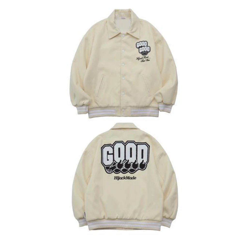 American High Street Fashion Trend Embroidered Baseball Jacket Autumn And Winter Mens Cotton Jacket Thick Winter Coat Coat