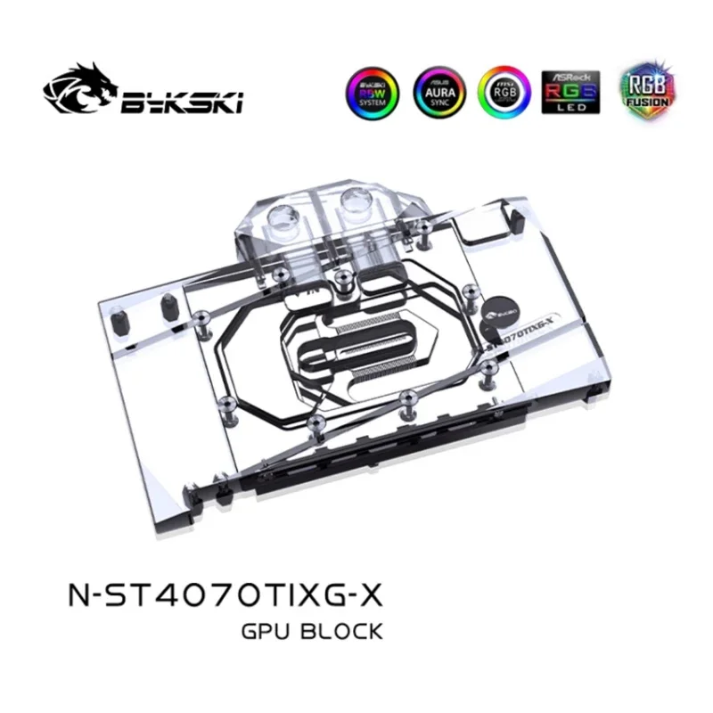 Bykski waterkoelblok voor de Zotac GeForce RTX 4070 Ti X-Gaming / AMP AIRO Trinity videokaart / gemaakt van rood koper / N-ST4070TIXG-X.