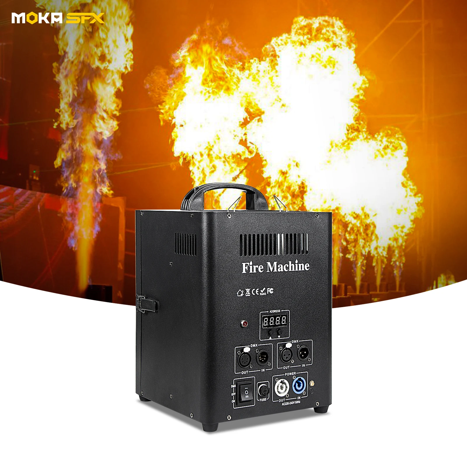 moka sfx double head fire machine 4m high flame machine fire projector para stage fire effect show 01