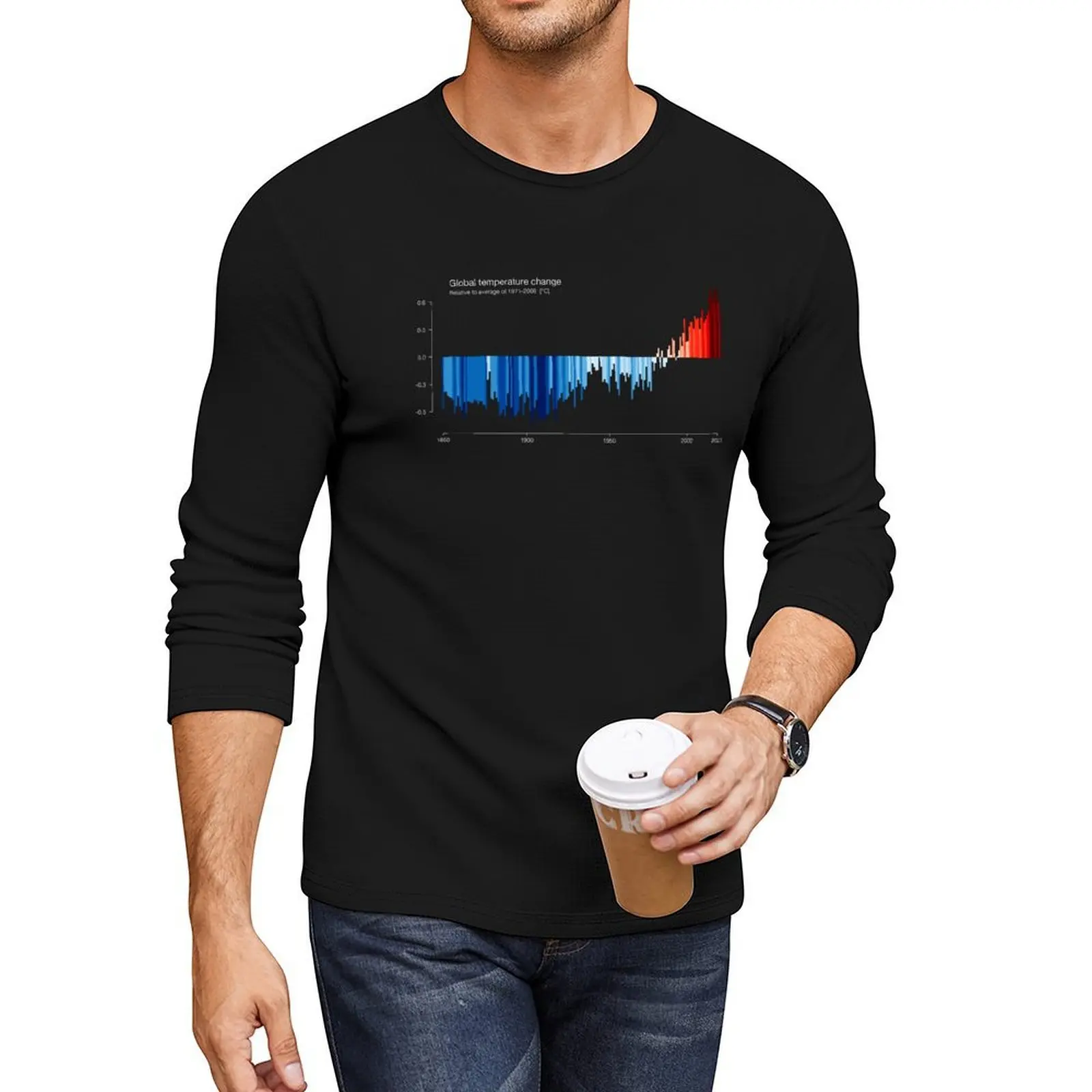 

Warming stripes art Long T-Shirt custom t shirts design your own man clothes quick drying shirt black t shirts for men
