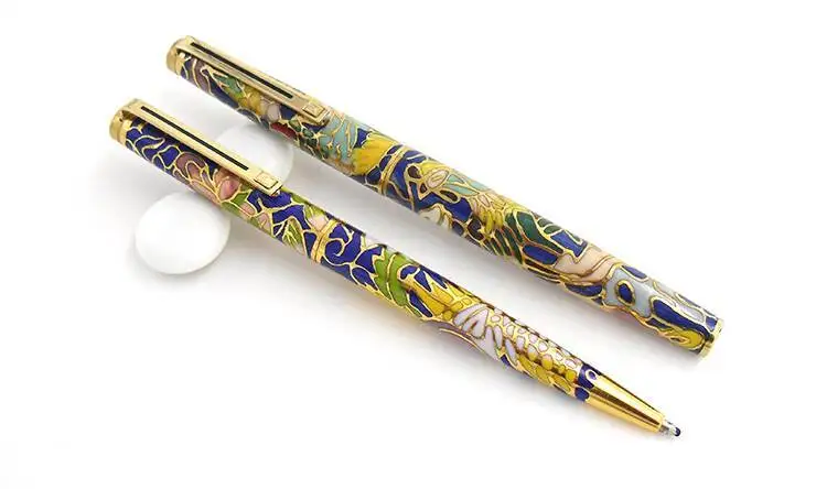 

Old Stock ,Cloisonné Dragon And Phoenix Pair Pen, Ballpoint Pen And Fountainn Pen Couple Pen, Collection Pen