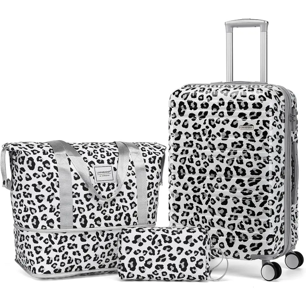 

3-Piece Lavender Hardside Spinner Luggage Set with TSA Lock, 20 Carry-On, PC+ABS, Lightweight for Men & Women