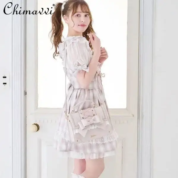 Japanese Liz Sweet Girl Backpack Fashion Cute Dual-use Bowknot Lace Exquisite Elegant Kawaii Princess Shoulder Bag Women