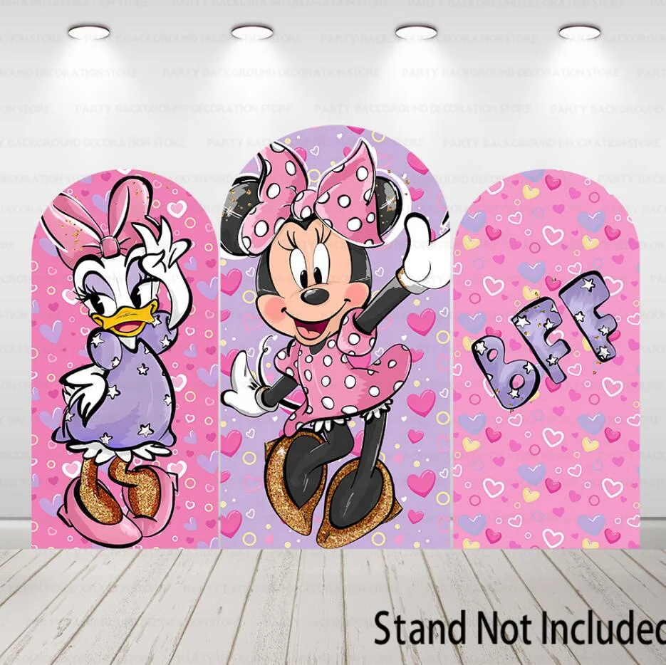 Disney Sweet Daisy Duck Minnie Mouse Baby Arch Backdrop Cover Newborn Girls Arched Wall Background Baby 1st Birthday Decor Cover