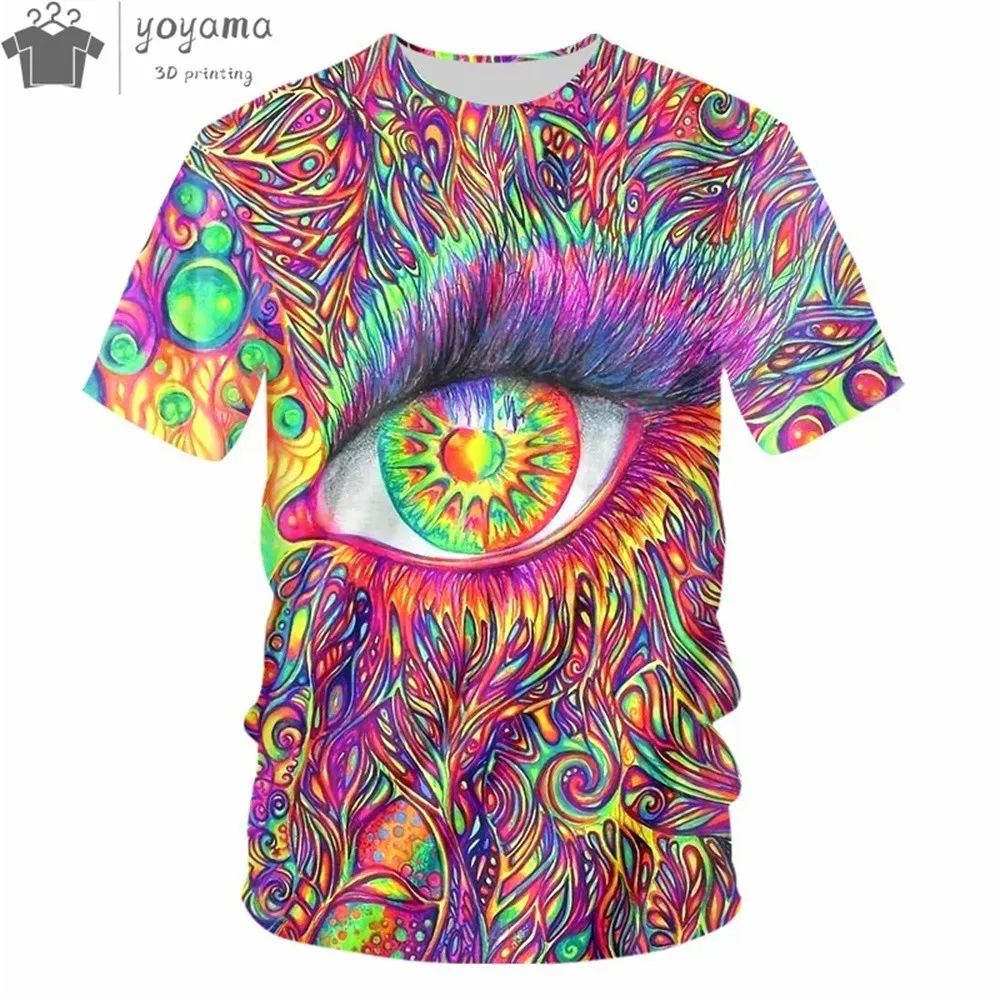 Colorful Trippy T-Shirt For Men 3d Printed Painting Cool Designs T Shirt Tee Shirts Summer Casual Short Sleeve O-Neck T-Shirt