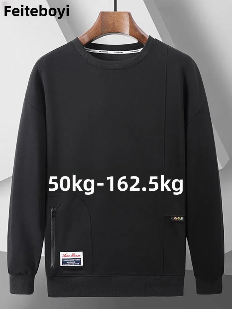 

Pure Cotton Men's Sweatirt Spring Autumn New Trendy Design Loose Fit plus Size Casual Top Warm Slimming round Ne Zipper