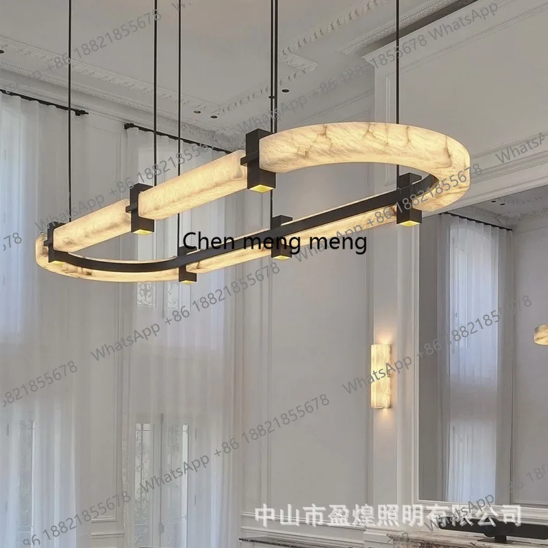 

Marble living room chandelier modern light luxury creative designer round light bar dining room light