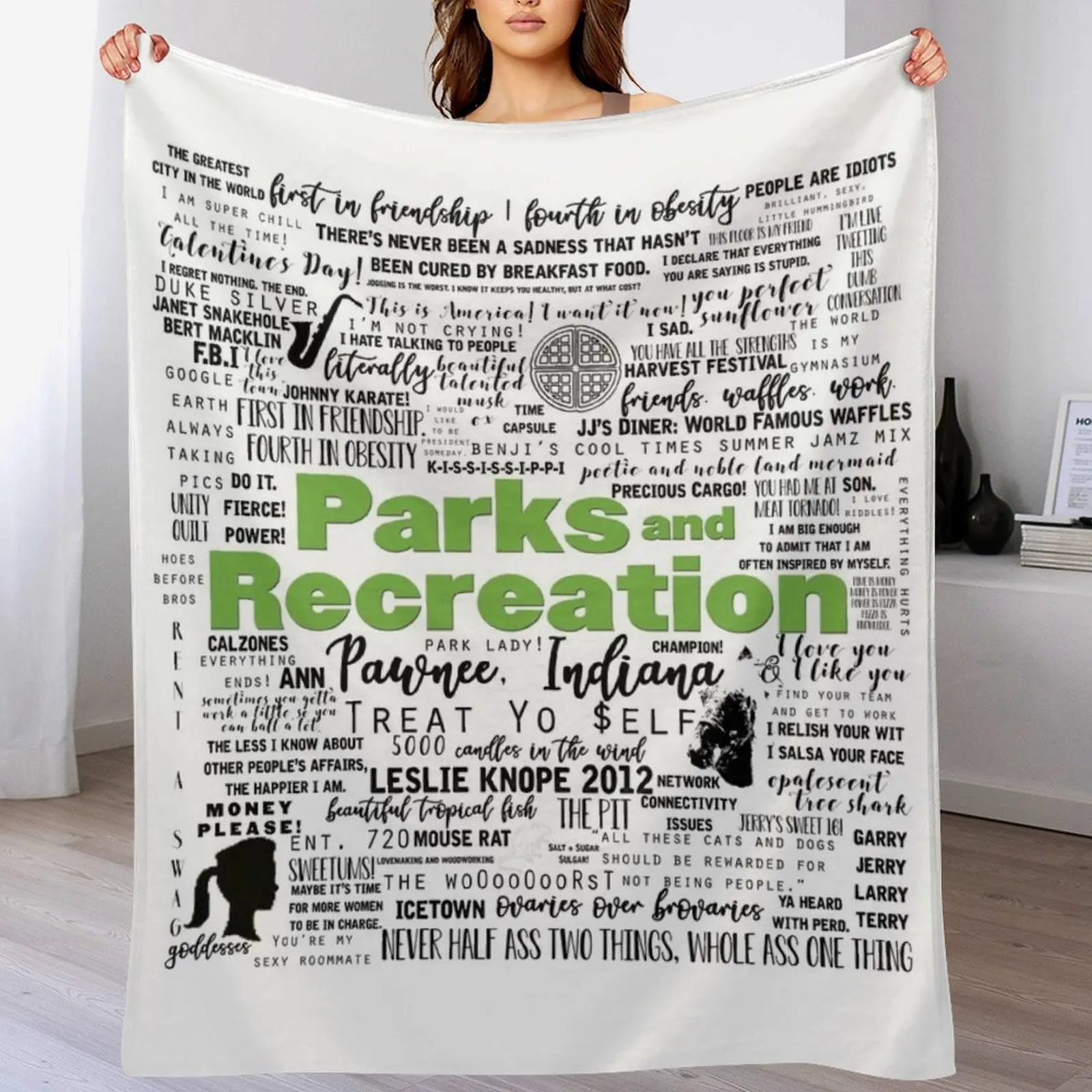 Parks and Recreations Memorable Quotes Throw Blanket halloween Furrys funny gift valentine gift ideas Blankets