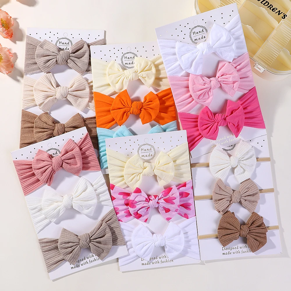 3Pcs/lot Baby Soft Headband Big Bowknot Headscraf Infant Nylon Headties Dress Hair Accessories Babe Headwear image 4